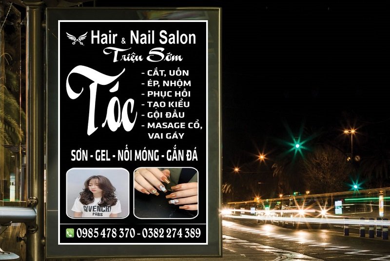 Biển salon đa dạng chất liệu