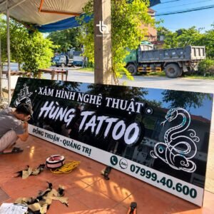 Bảng chữ nổi sáng đèn mặt alu cho tiệm Hùng Tattoo – Quảng Cáo Tùng Huyền