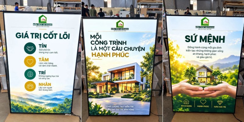Bộ tranh điện hộp đèn LED treo tường cho Kiến Trúc An Khang